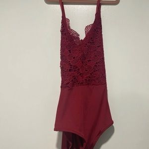 Criss cross open back bodysuit